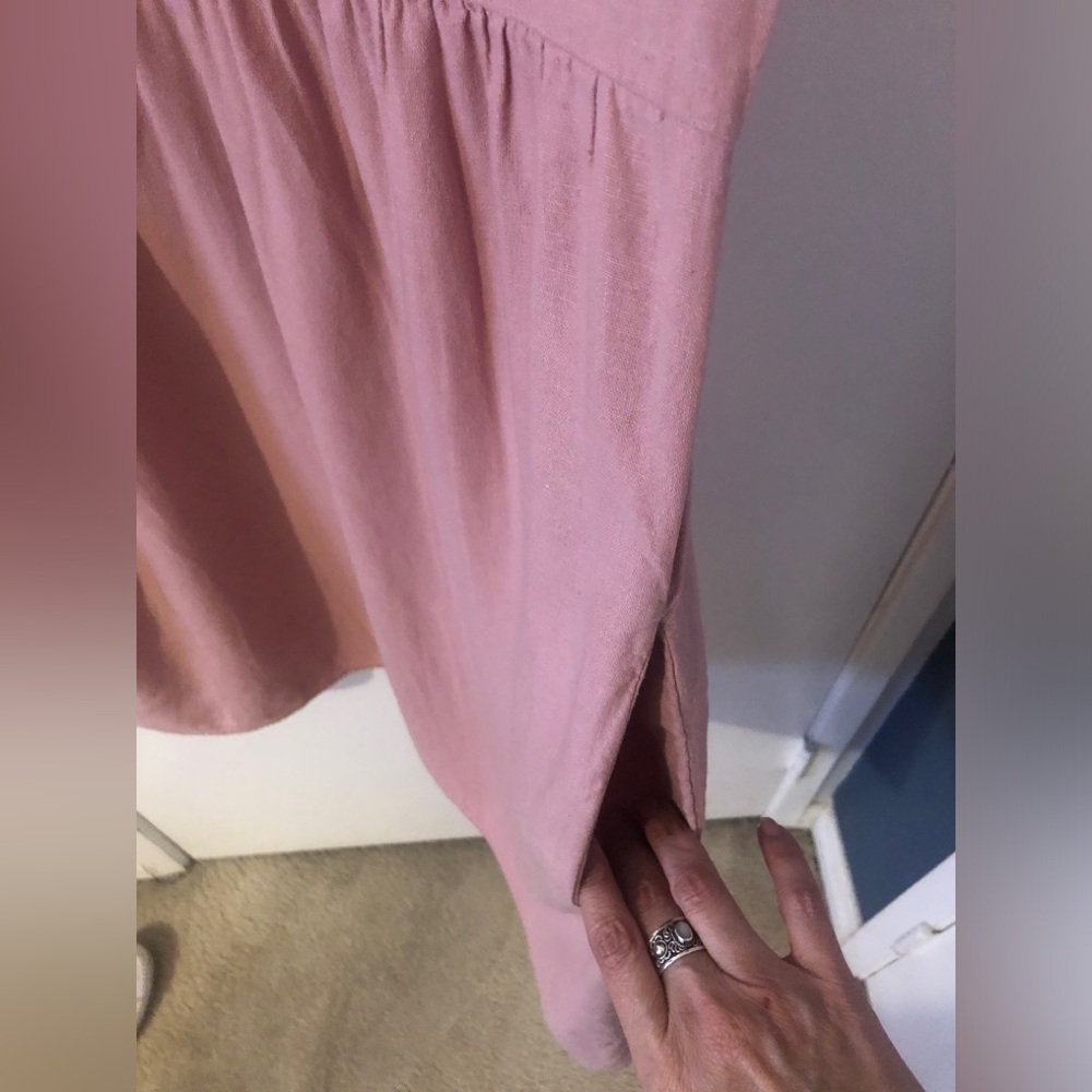 Briggs Dress Womens Size M Pastel Pink Rose Linen Blend Cottagecore Casual - Picture 7 of 11